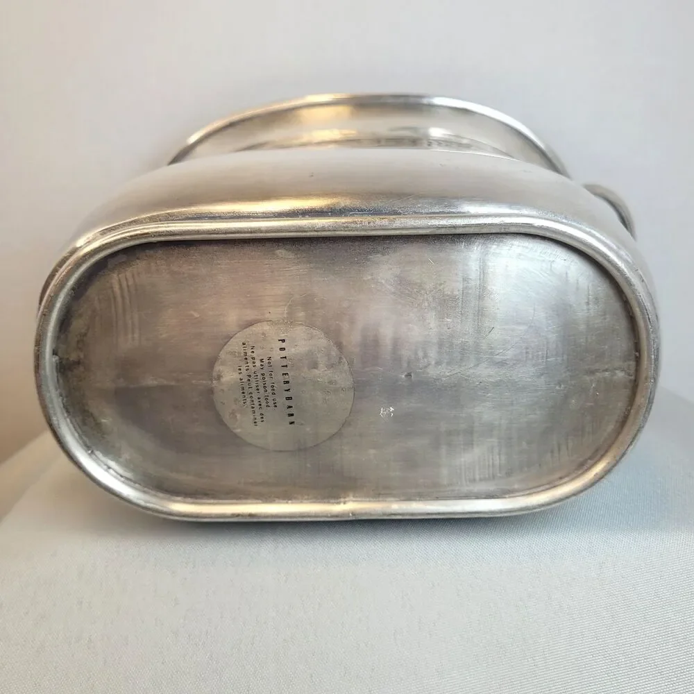 Vintage Pottery Barn Pewter Wine Bottle Champagne Chiller Holder Ice Bucket